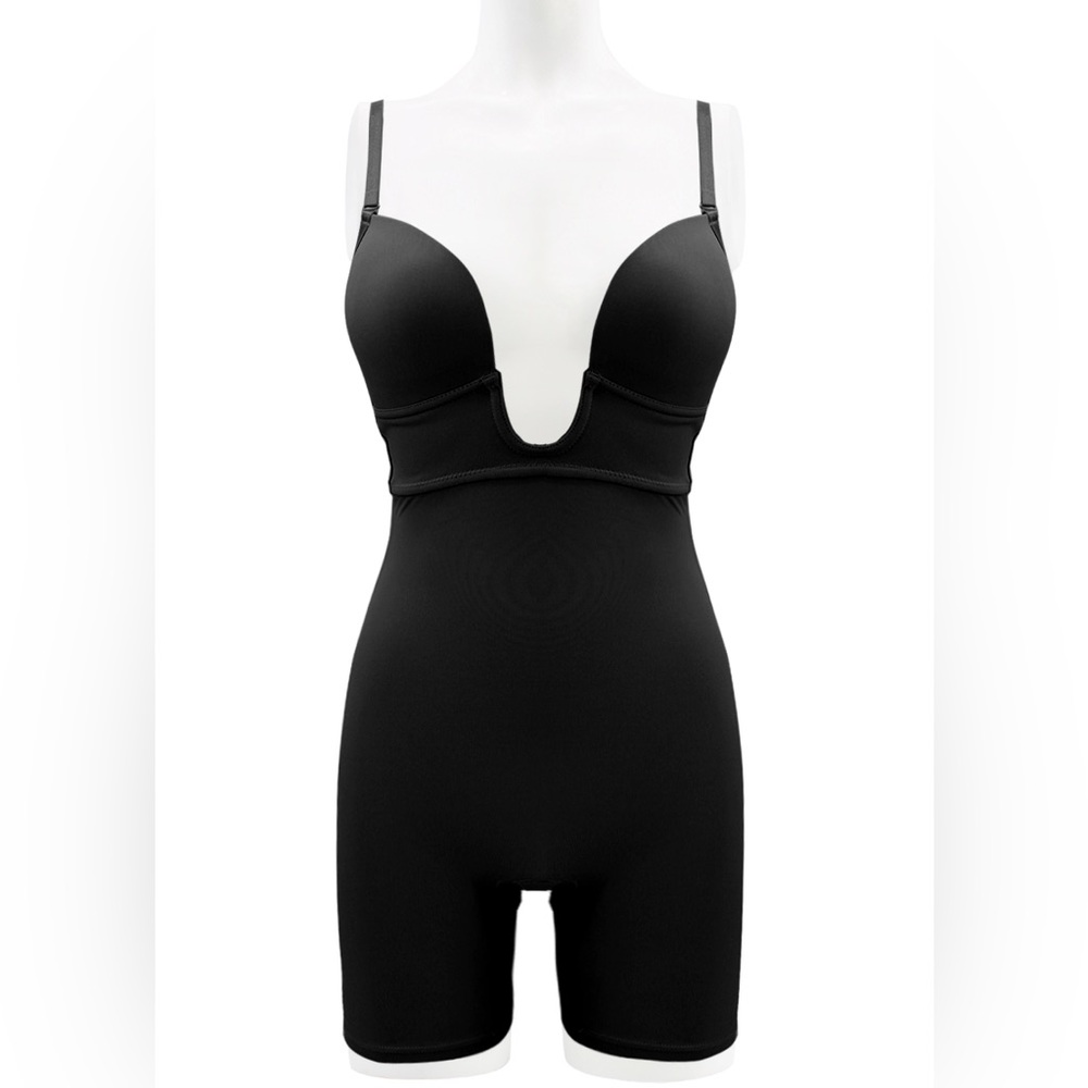 NWT bebe U-Plunge Mid-thigh shaping bodysuit, S,M,L,XL, Black - Picture 3 of 5